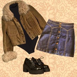 h&m•denim mini skirt a-line